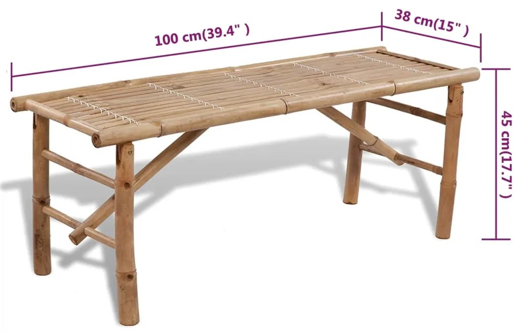 Mesa de cerveja com 2 bancos 100 cm bambu