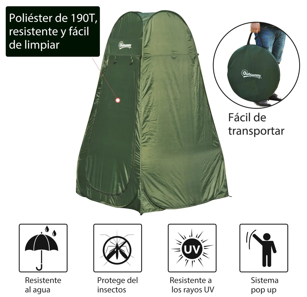 Tenda de Campismo Instantâneo Tipo carpa Chuveiro Trocador de WC Impermeável para acampar - 100x100x185cm