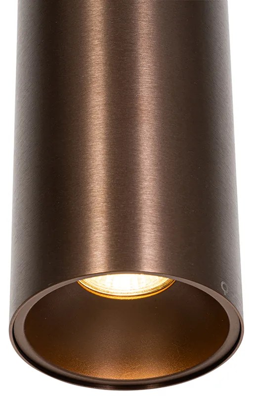 Candeeiro suspenso de design em bronze escuro Incl. Adaptador de calha monofásico - Iconic Tubo