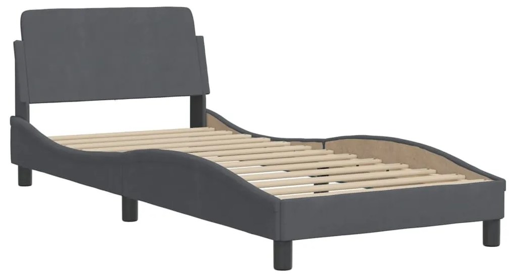 Estrutura de cama sem colchão 90x190 cm veludo cinzento-escuro