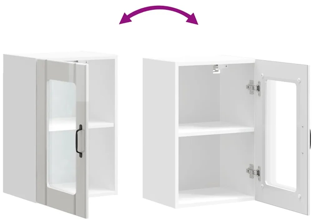 Armário de parede cozinha porta vidro Lucca branco brilhante