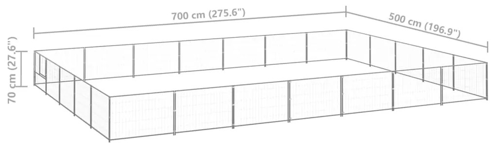 Canil para cães 35 m² aço prateado