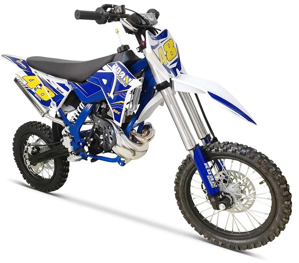 MINI MOTO Crianças MINICROSS gasolina 50cc 9cv Roan 50K 14/12" arranque a pedal Azul