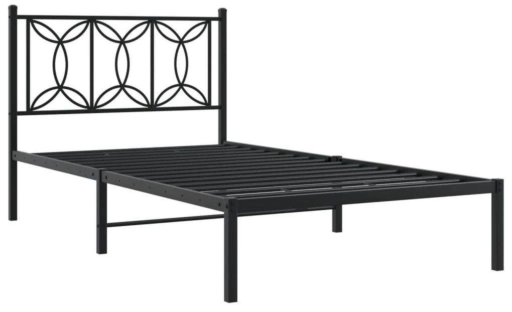Estrutura de cama com cabeceira 100x200 cm metal preto