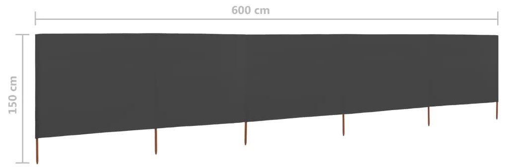 Para-vento com 5 painéis em tecido 600x120 cm antracite