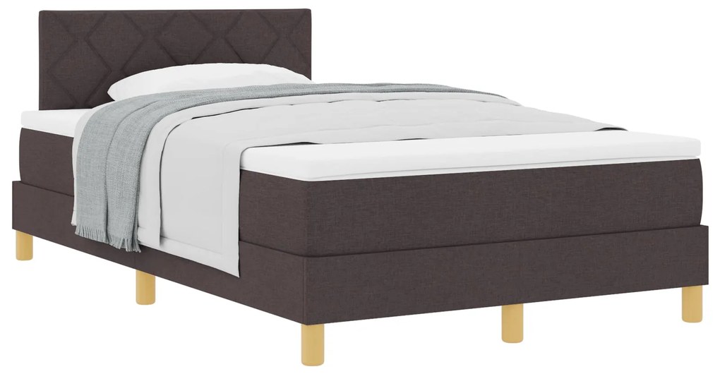 Cama Box com Colchão Castanho Escuro 120x200 cm Tecido