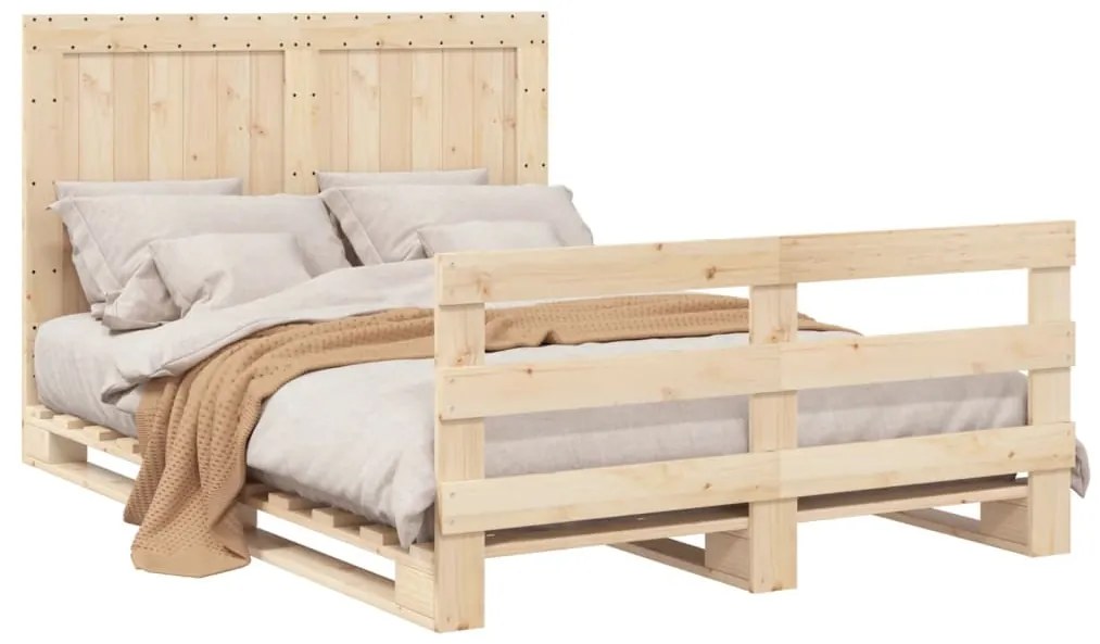 Estrutura de cama com cabeceira 140x200 cm pinho maciço