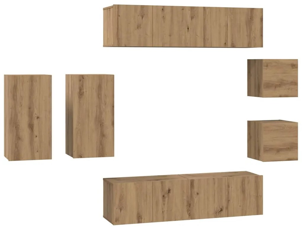 Conjunto de móvel de TV com prateleira 8 pcs carvalho artisiano
