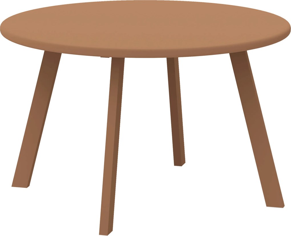 Mesa de centro redonda pequena, mesa auxiliar com pés antiderrapantes, estrutura em metal, Ø 70 x 42 cm, laranja