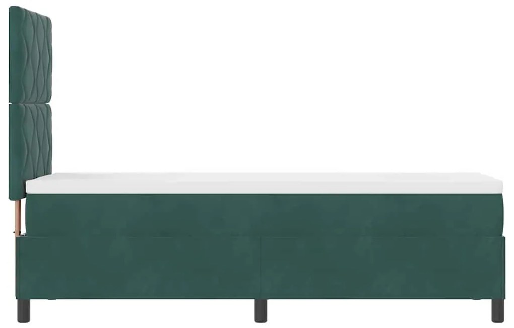 Cama Box com Colchão vidaXL Verde Escuro 80x200 cm Veludo