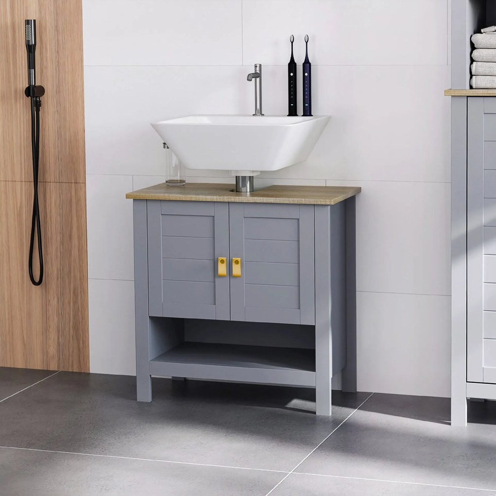 Armário de Lavatório com 2 Portas e Prateleira Ajustável - Design Cont