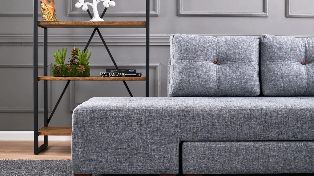 Sofá-Cama de Canto Manama – Cinzento – 280x85x206 cm