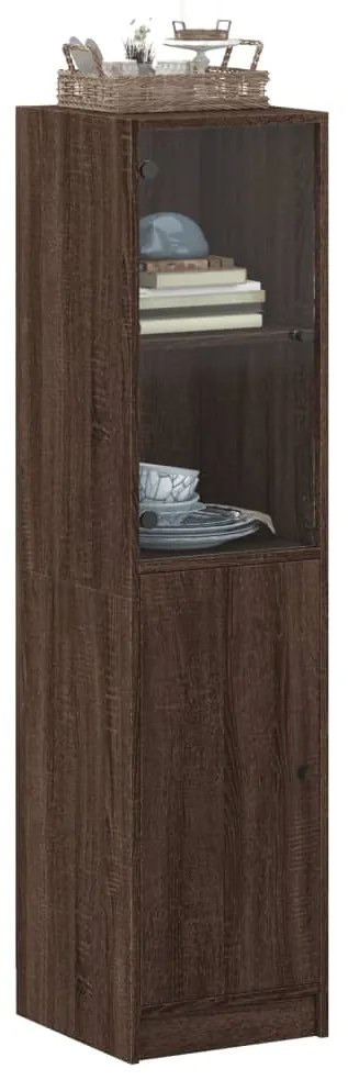 Aparador alto c/ porta de vidro 35x37x142 cm carvalho castanho