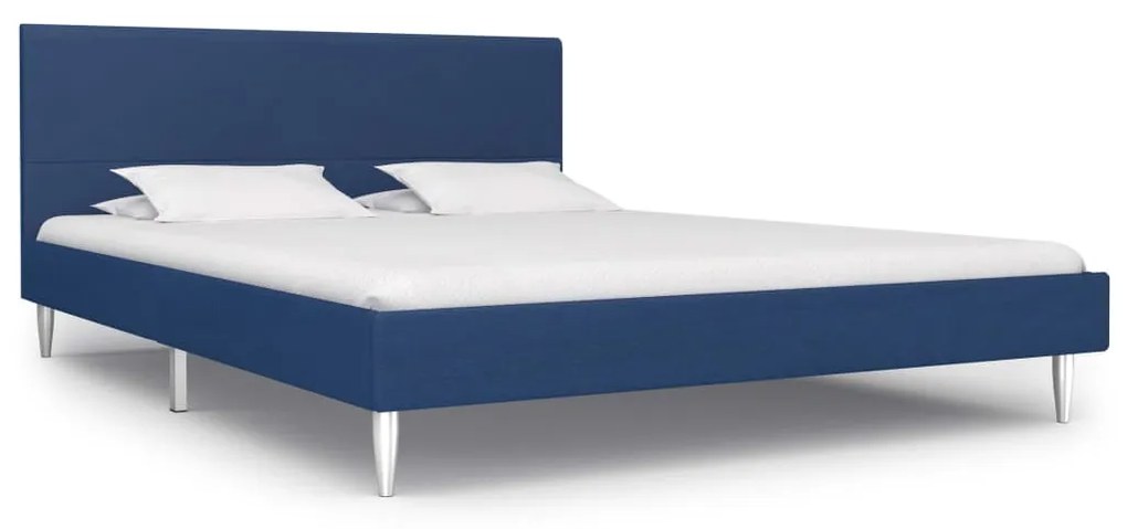 Estrutura de cama sem colchão 150x200 cm tecido azul