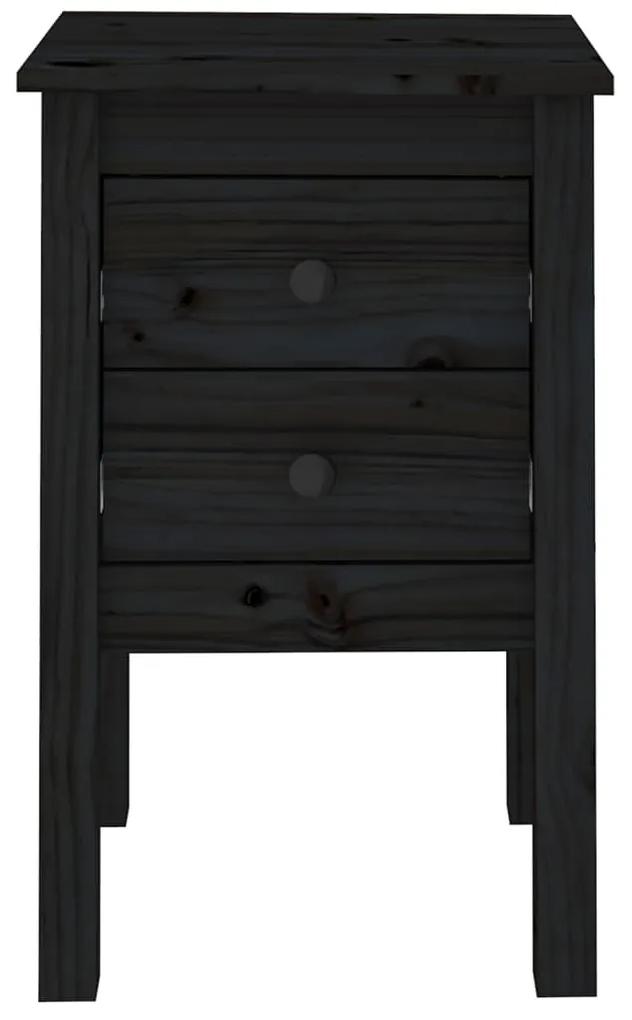Mesa de cabeceira 40x35x61,5 cm madeira de pinho maciça preto