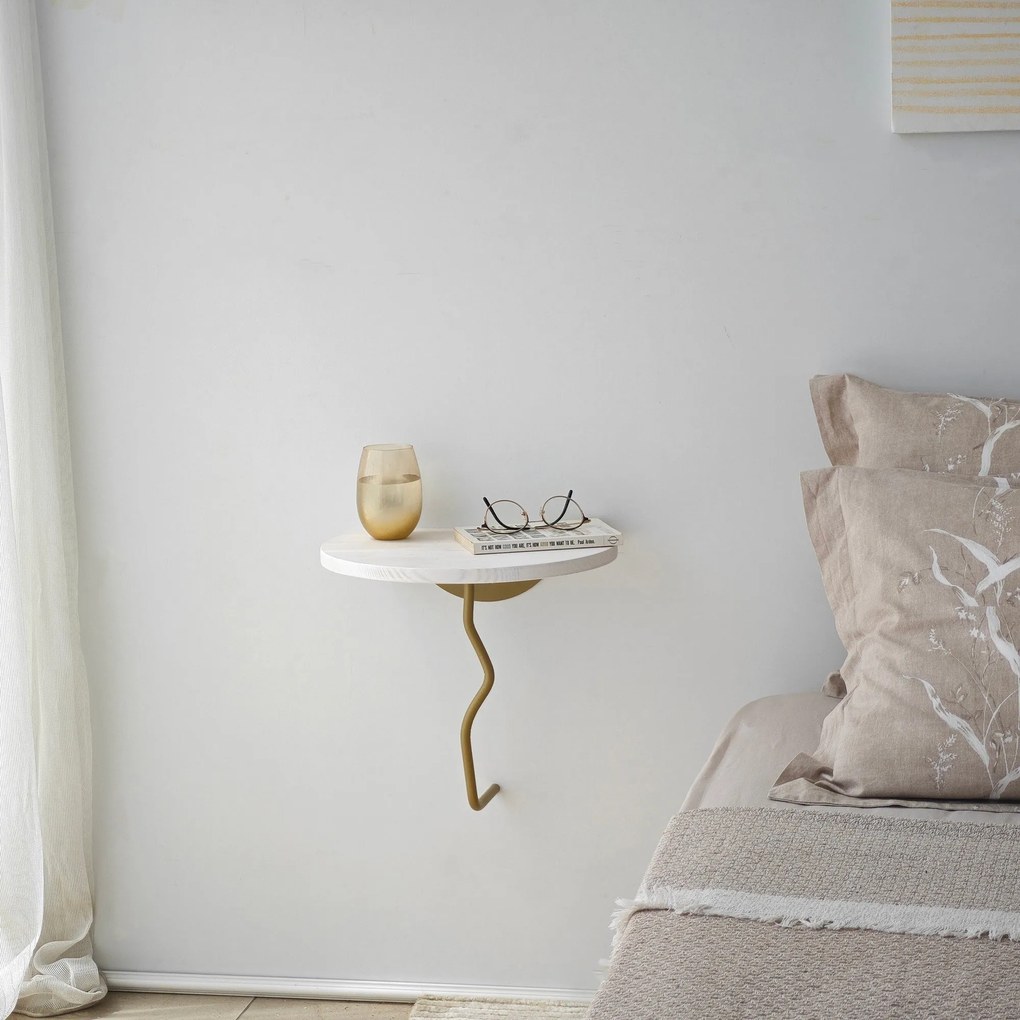 Prateleira de Parede Leo – Ouro e Branco – 35x35 cm