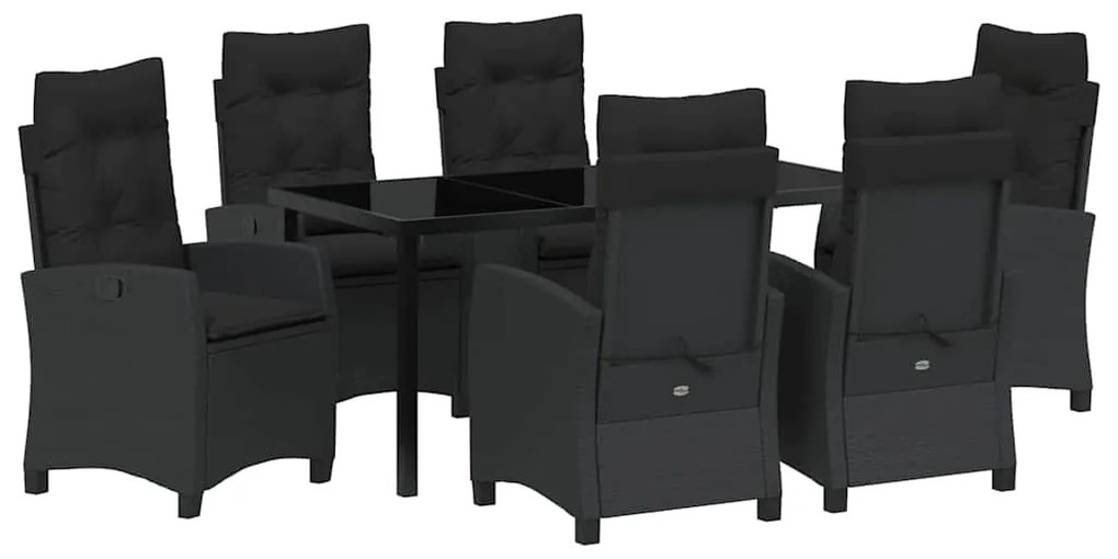 Conjunto de Jantar para Jardim com 7 Peças e Almofadas - Preto em Ratt