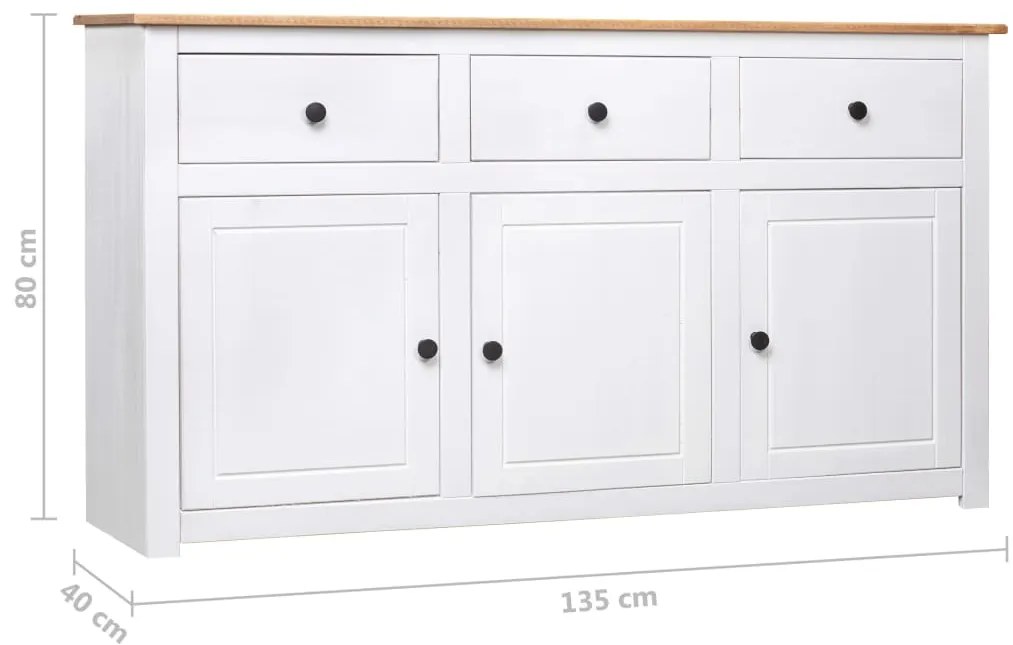 Aparador 135x40x80 cm pinho maciço panama branco