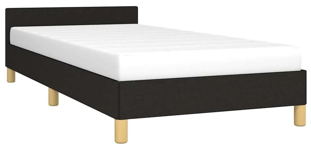 Estrutura cama c/ cabeceira sem colchão tecido 90x190 cm preto