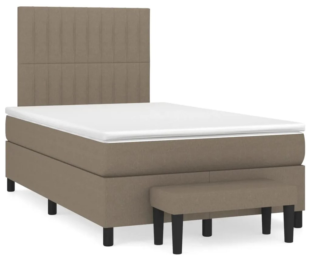 Cama boxspring c/ colchão 120x190cm tecido castanho-acinzentado