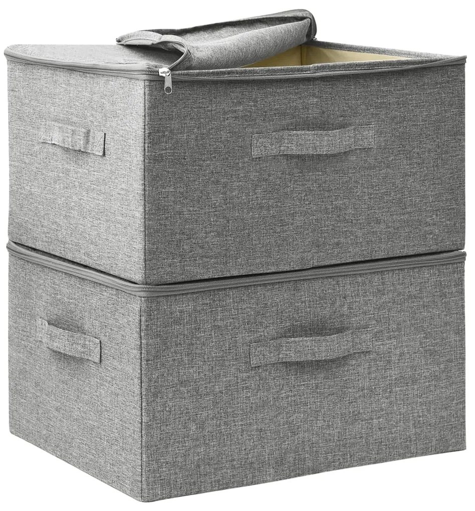 Caixas de arrumação 2 pcs 43x34x23 cm tecido cinzento