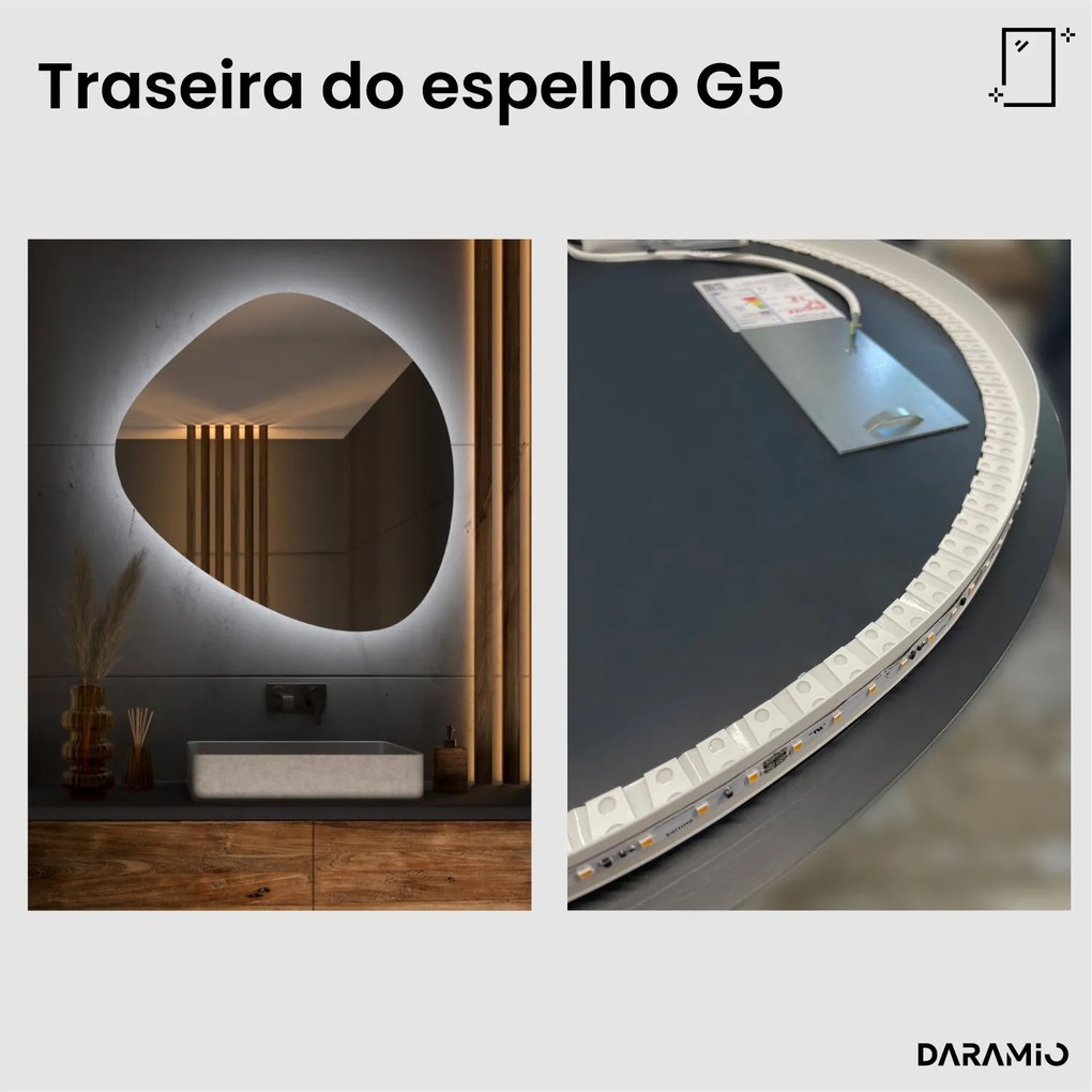 Espelho com luz em forma de seixo G5