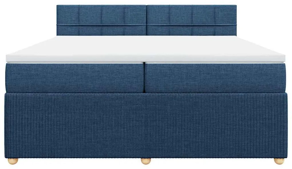 Cama com molas/colchão 200x200 cm tecido azul