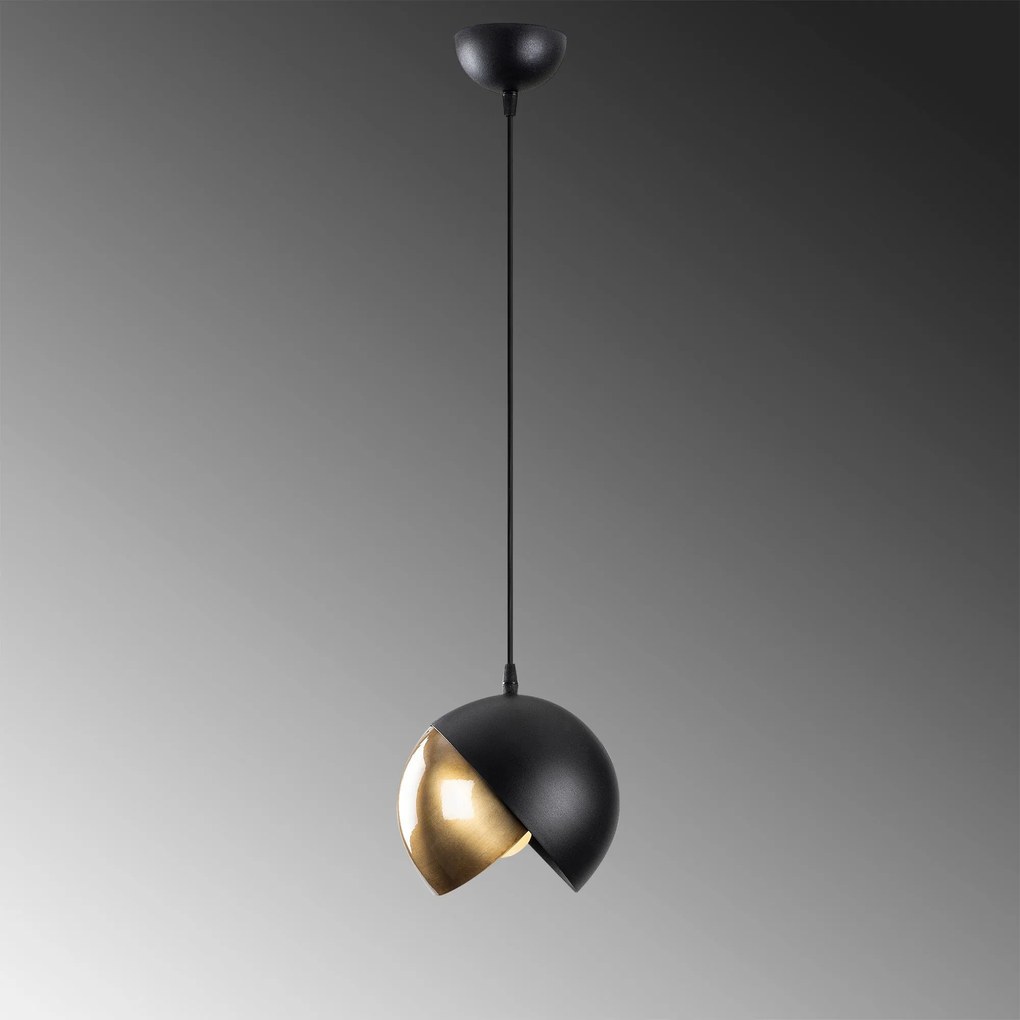 Chandelier Berceste – Preto e Dourado – Diâmetro 20 cm x Altura 114 cm