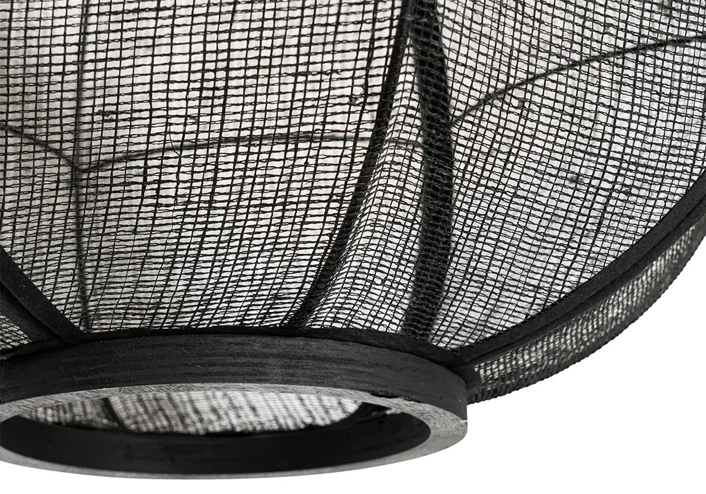 Candeeiro suspenso oriental preto tecido 48 cm - Rob Oriental