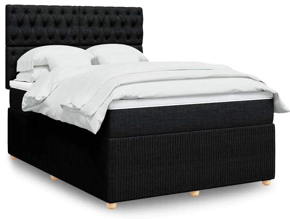 Cama com molas/colchão 140x200 cm tecido preto
