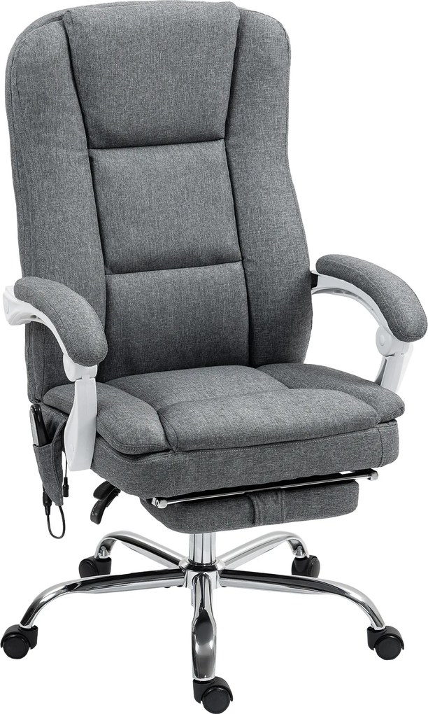 HOMCOM Cadeira de Escritório Massagista com Aquecimento 66x60x113-121 cm Cinza | Aosom Portugal