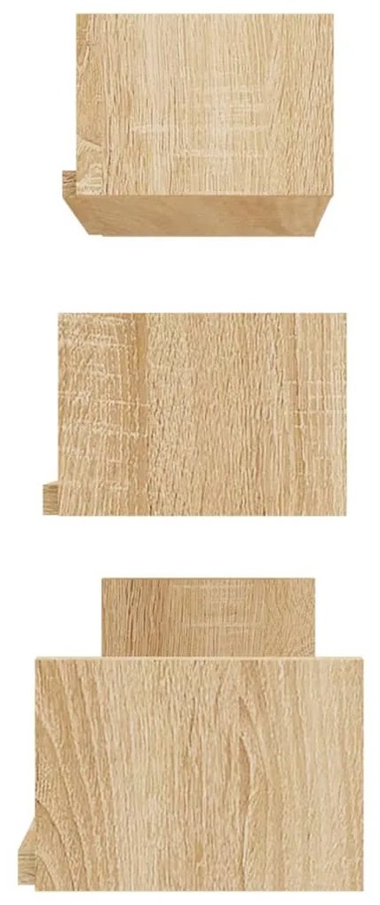 Prateleira de parede 3 pcs derivados de madeira carvalho sonoma