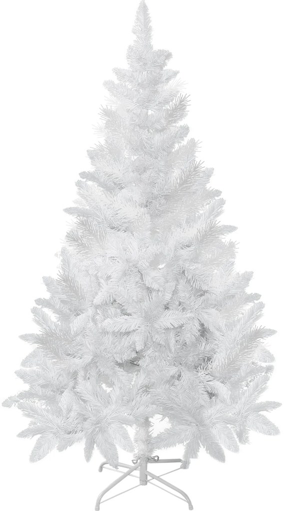 HOMCOM Árvore de Natal Artificial Dobrável 150cm Ignífugo com 358 Ramos Folhas de PVC Branco