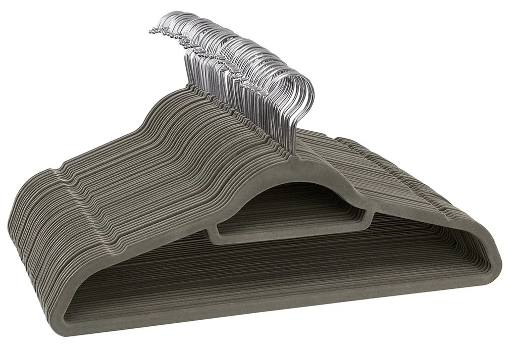 Conjunto de 20 cabides de veludo 45 x 24 cm cinzento