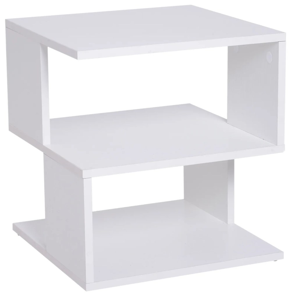 Mesa de cabeceira Mesa de café Mesa de Café auxiliar 2 Níveis 40x40x43 cm Branco