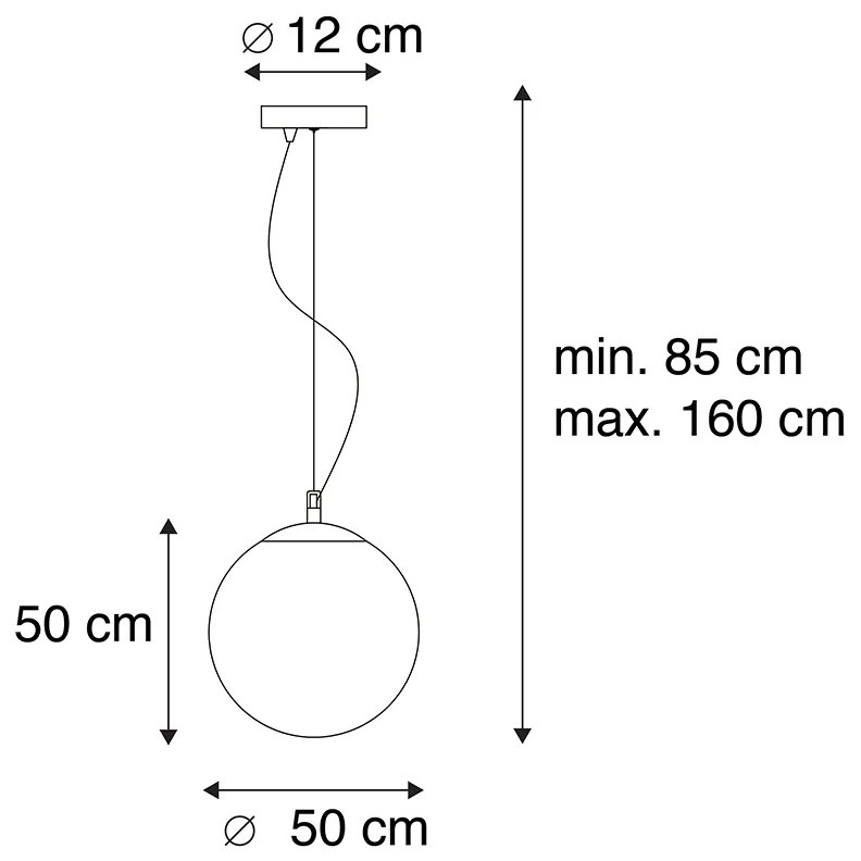 LED Candeeiro suspenso inteligente escandinavo vidro opalino 50 cm incl. Wifi A60 - Ball 50