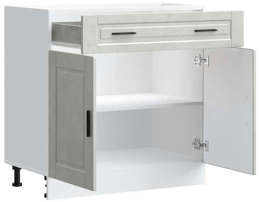 Armário base cozinha Porto derivados madeira cinzento cimento
