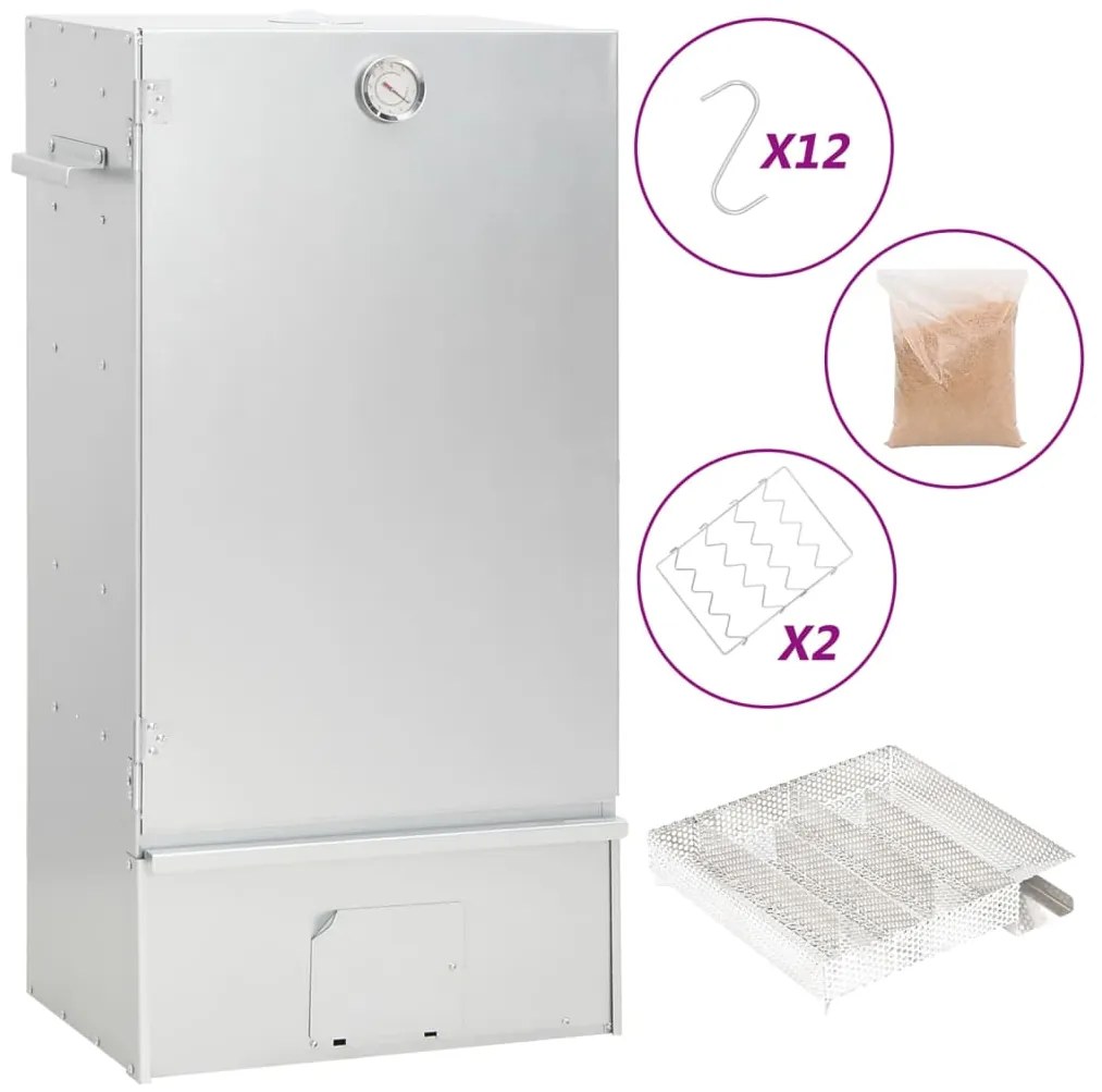 vidaXL Defumador p/ churrasqueira c/ gerador fumo frio aço galvanizado