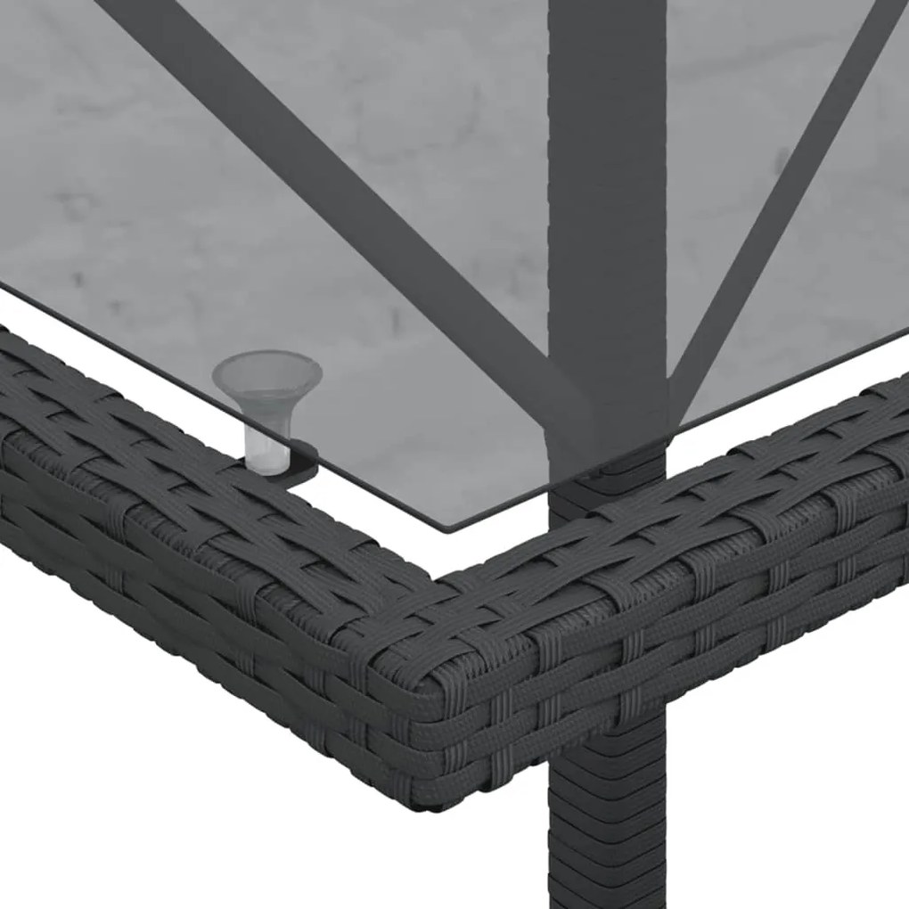 3 pcs conjunto de bistrô com almofadões vime PE preto