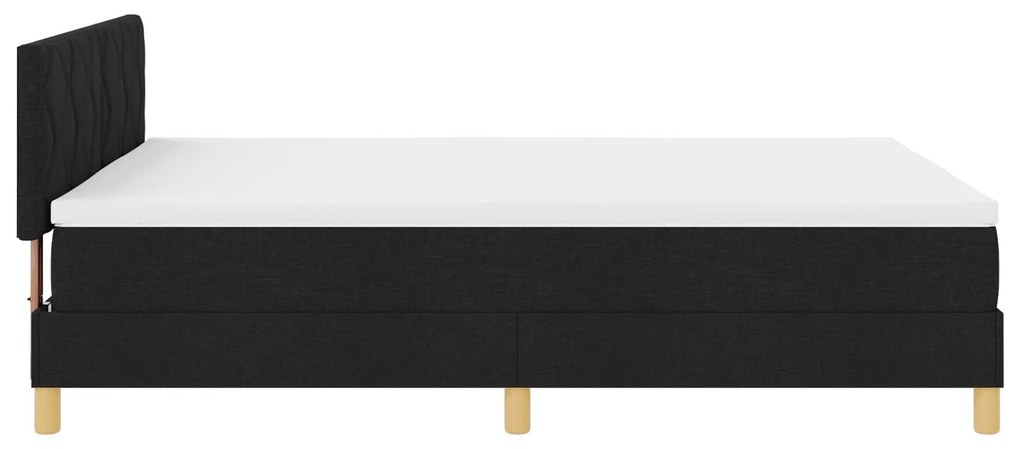 Cama Box Spring com Colchão e LED Preto 140x200 cm Tecido