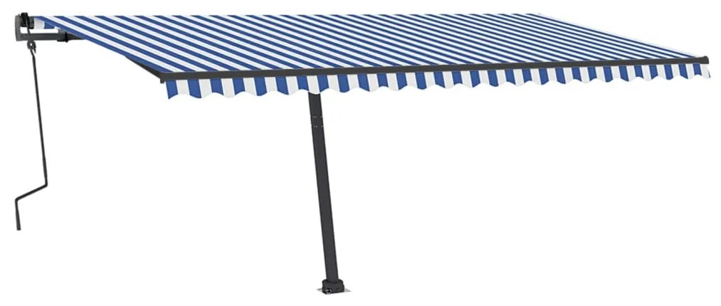 Toldo retrátil manual com LED 500x350 cm azul e branco