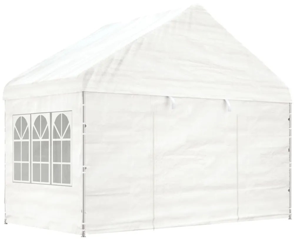 VidaXL Gazebo com telhado 4,08x2,23x3,22 m polietileno branco