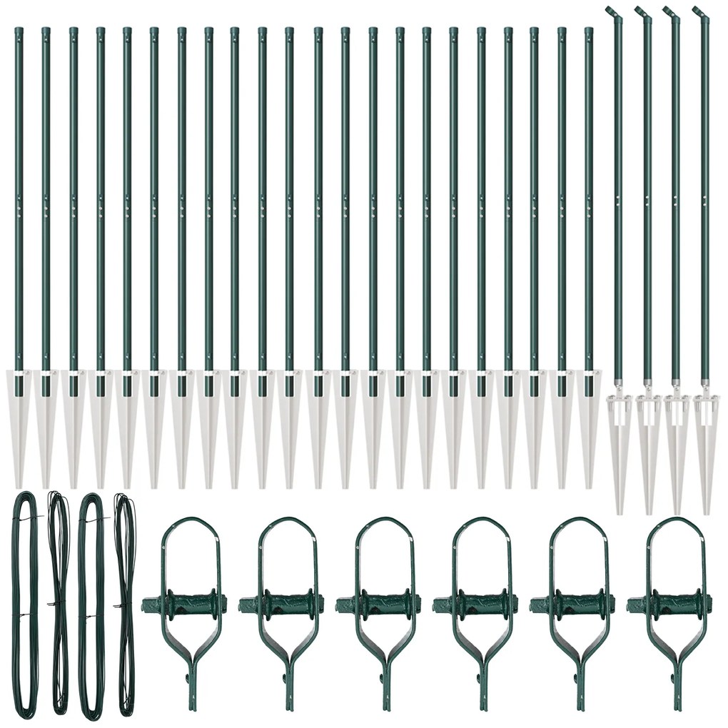 Postes de Cerca vidaXL com Espigão 26 pcs Ø32 mm 160 cm em Aço Galvani