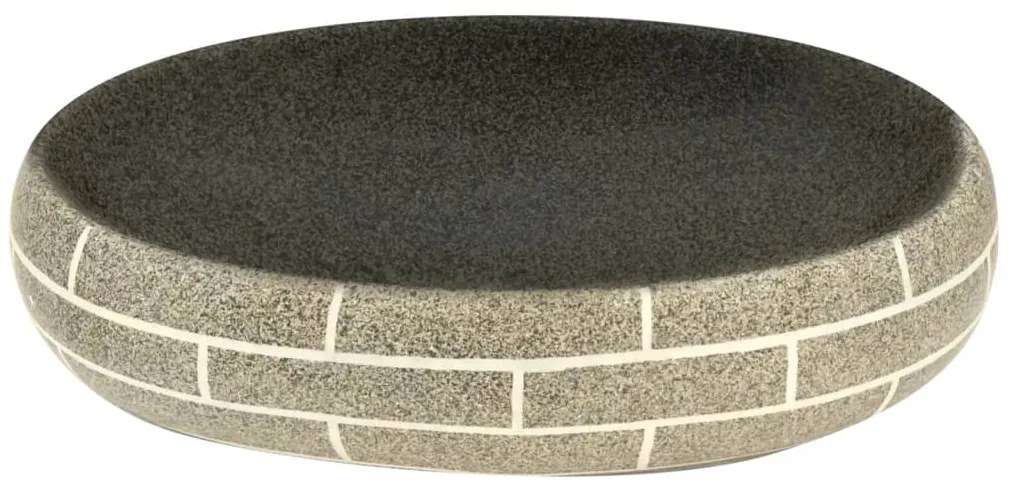 Lavatório de bancada oval 59x40x15 cm cerâmica multicor