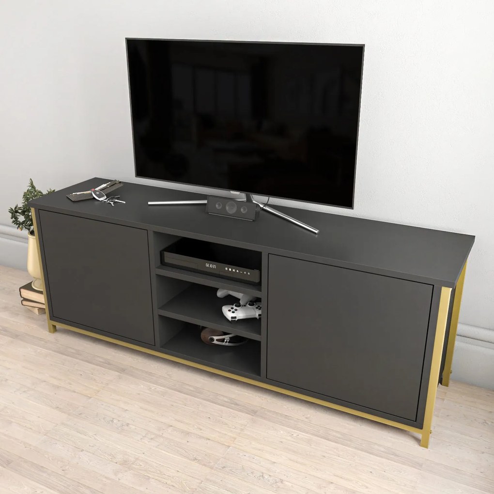 Móvel TV Otis – Dourado e Antracite – 140 cm x 35,3 cm x 50,8 cm