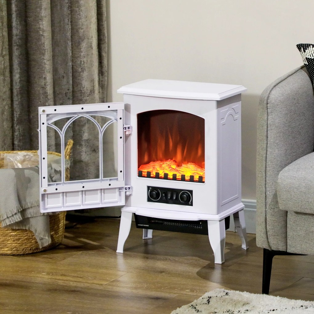 Lareira Elétrica Portátil 1000/2000W com Efeito de Chama Realista e Pr
