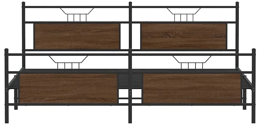 Estrutura cama sem colchão 200x200cm metal carvalho castanho