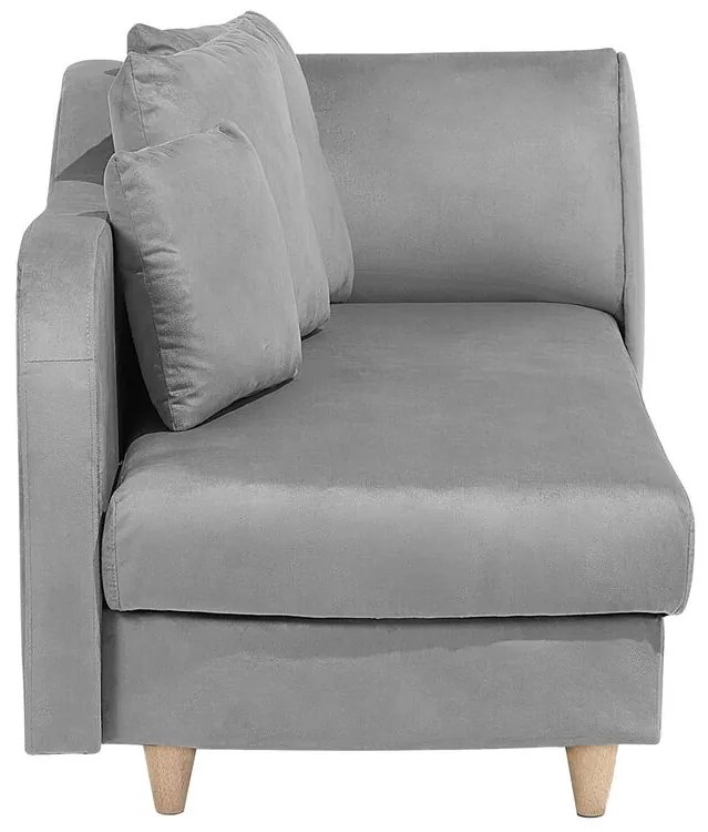 Chaise-longue à direita de 2 lugares com arrumação em veludo cinzento claro MERI Beliani