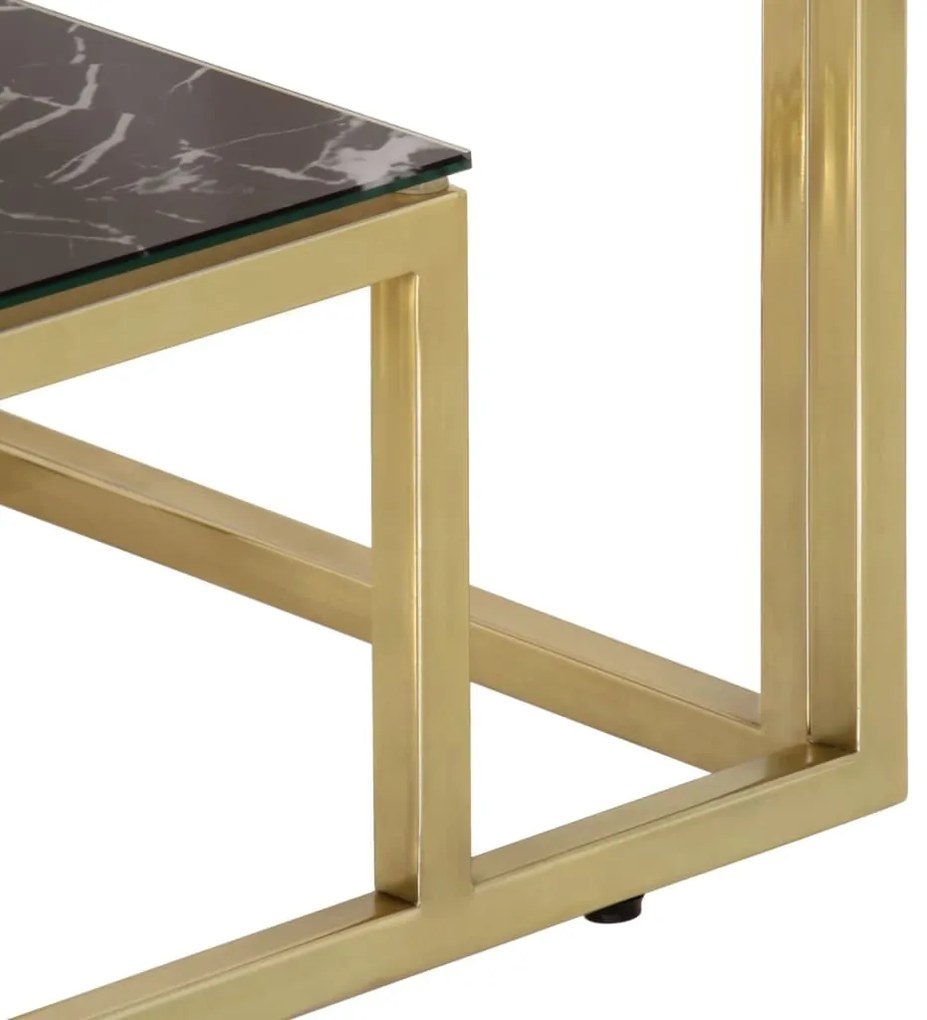 Mesa consola aço inoxidável e vidro temperado dourado