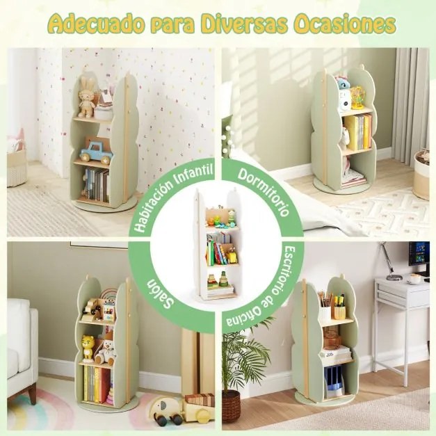 Estante giratória 360° para brinquedos com 5 prateleiras Verde